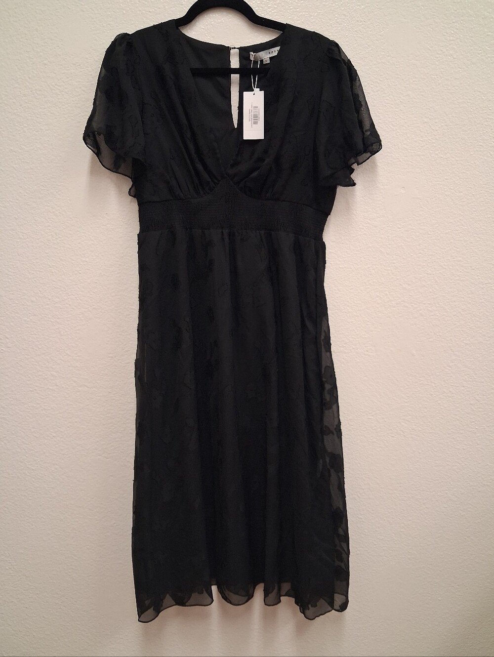 NWT Baltic Born June Smocked Midi Dress Black Floral Jacquard Size Large